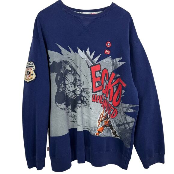 Vintage Ecko Unltd Marvel 2001 Comics Captain America Graphic Sweatshirt Size XL - Picture 2 of 15